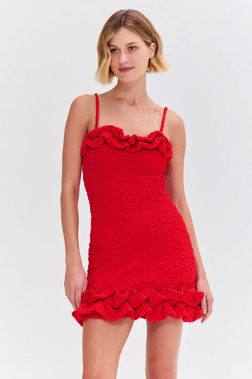 PAPILLON JACQUARD FLUTTER MINI DRESS