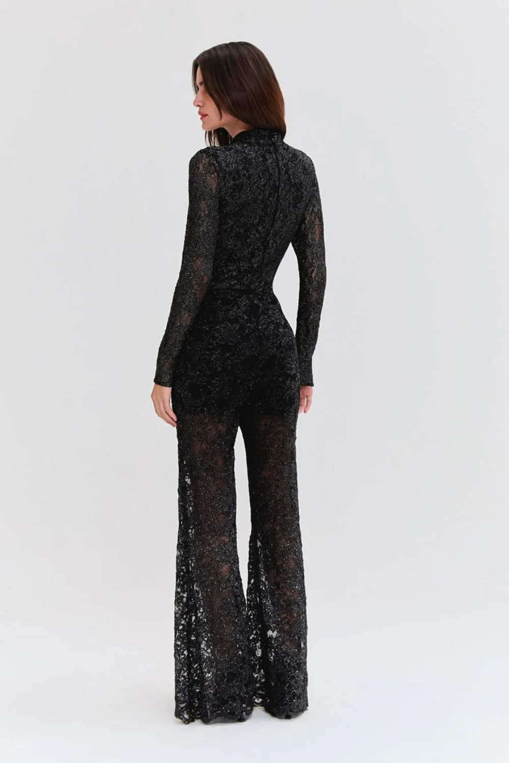 METALLIC LACE FLARE PANT