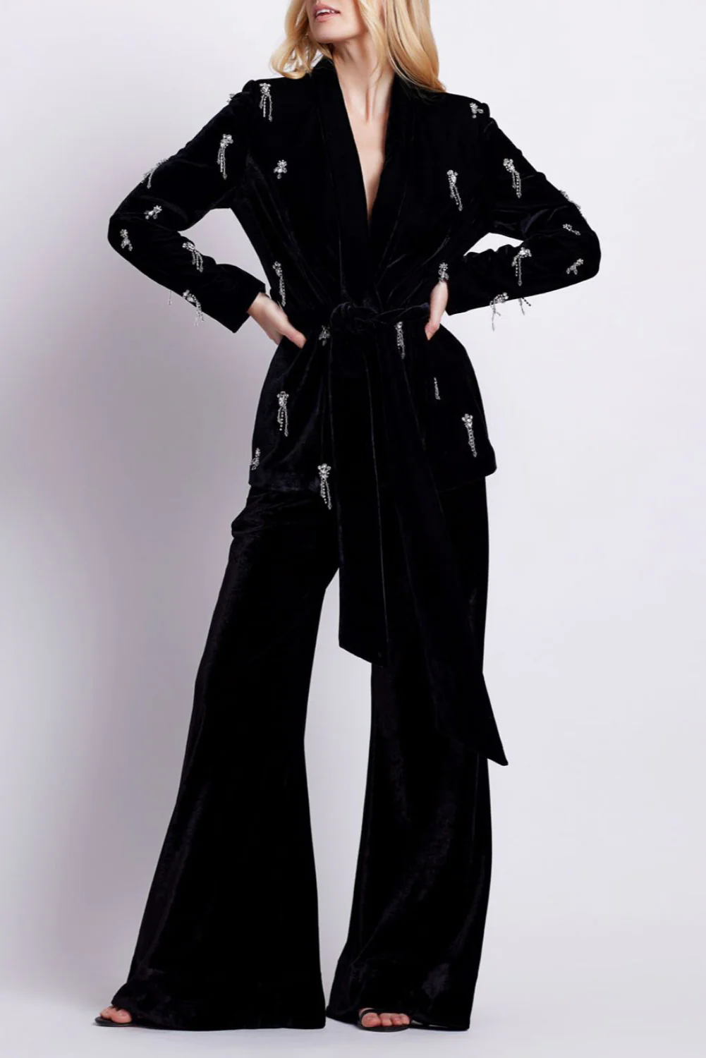 HAND BEADED VELVET KIMONO JACKET