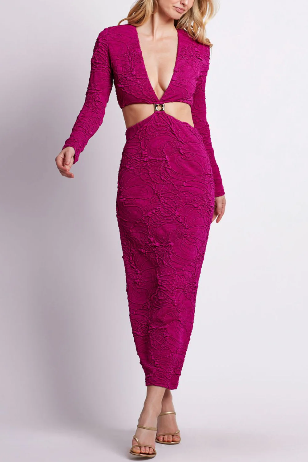 Jacquard Cut-Out Maxi Dress