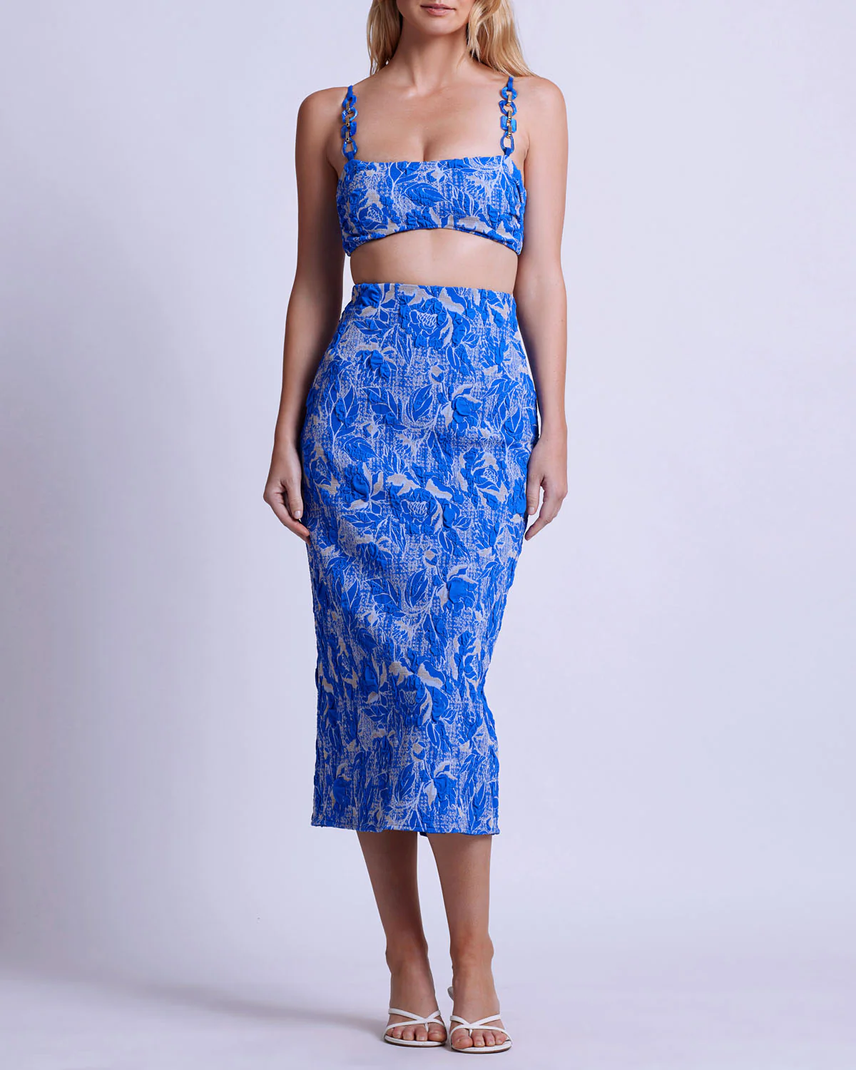 Stretch Jacquard Midi Skirt