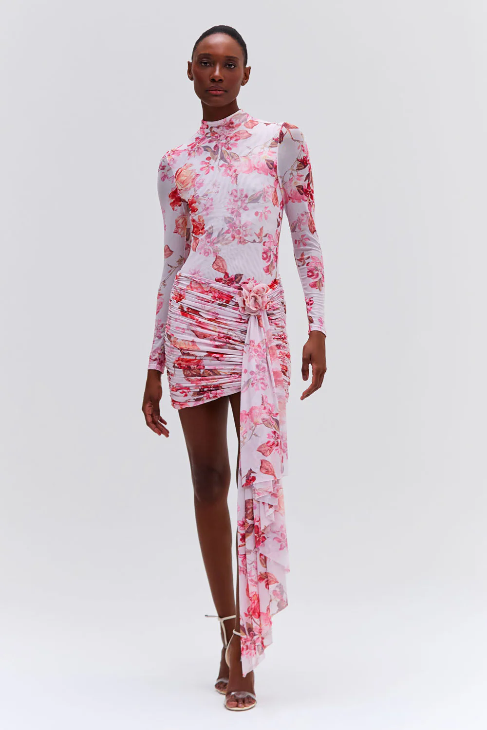 Floral Haze Stretch Tulle Mini Dress