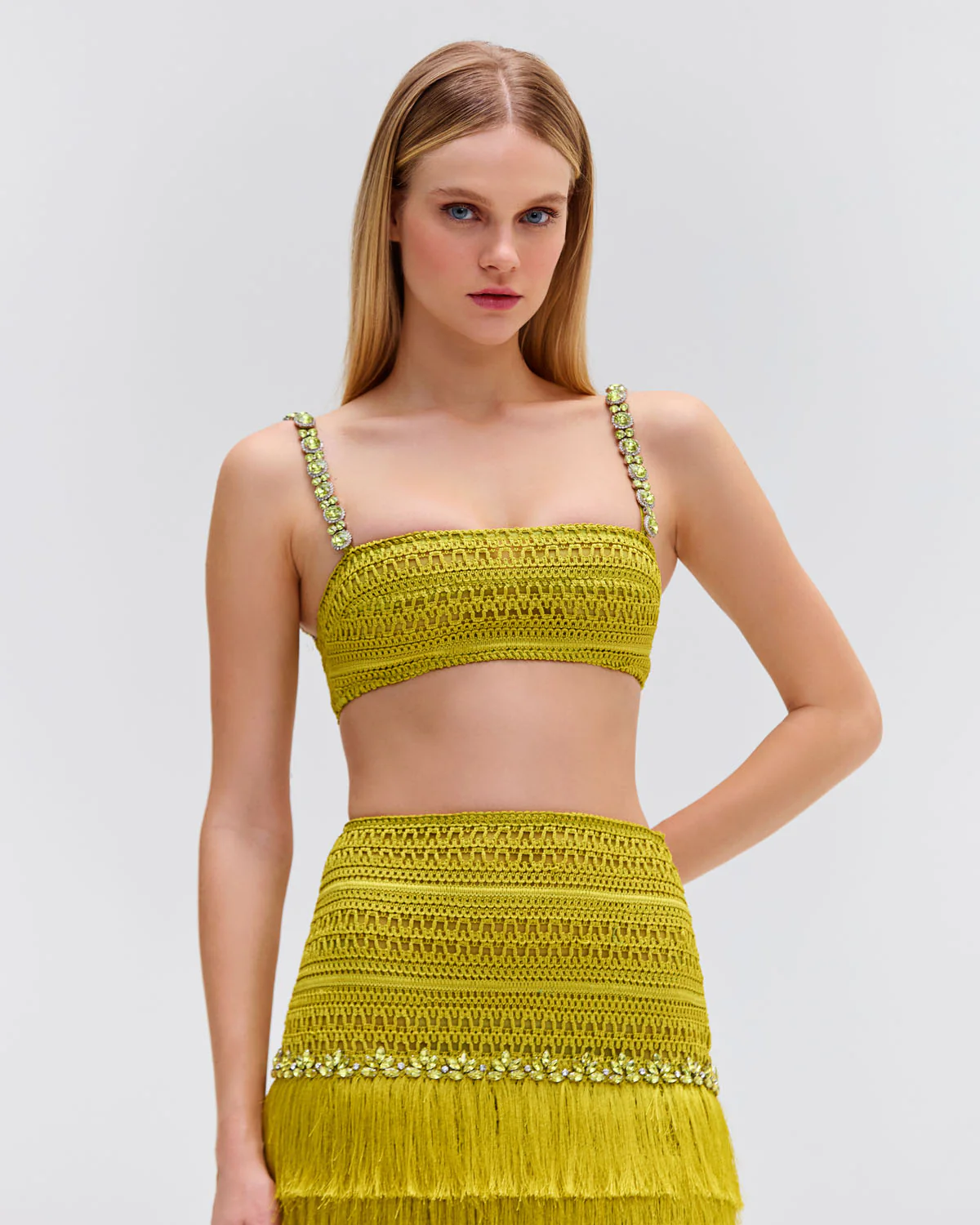 Beaded Woven Cropped Top