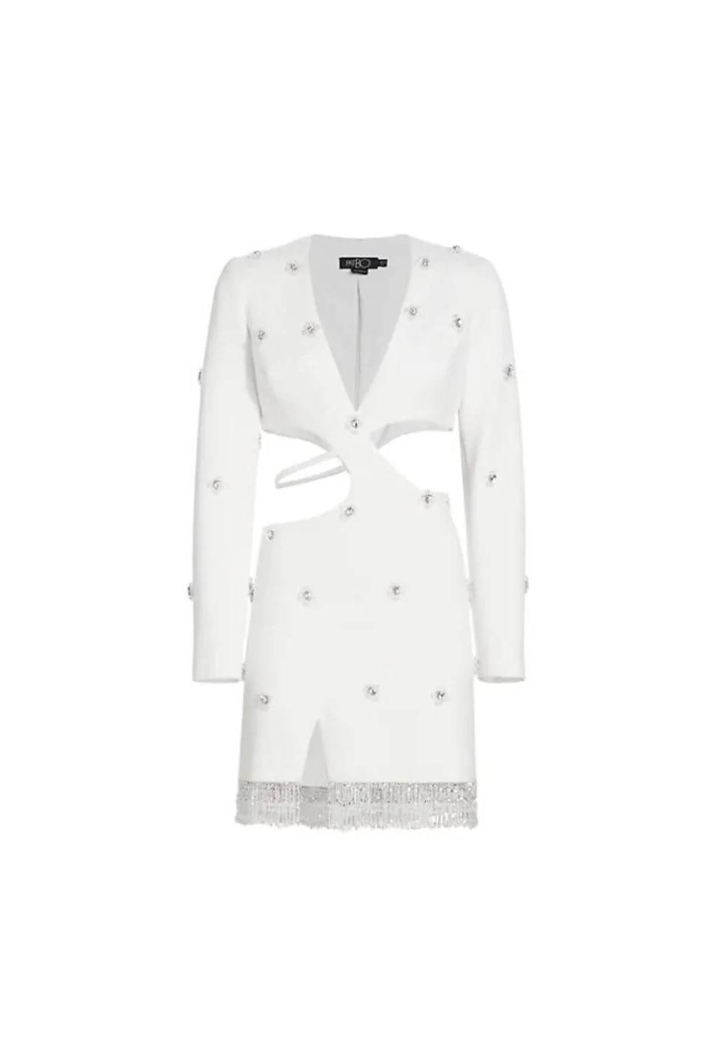 HAND-BEADED CUT-OUT BLAZER MINI DRESS