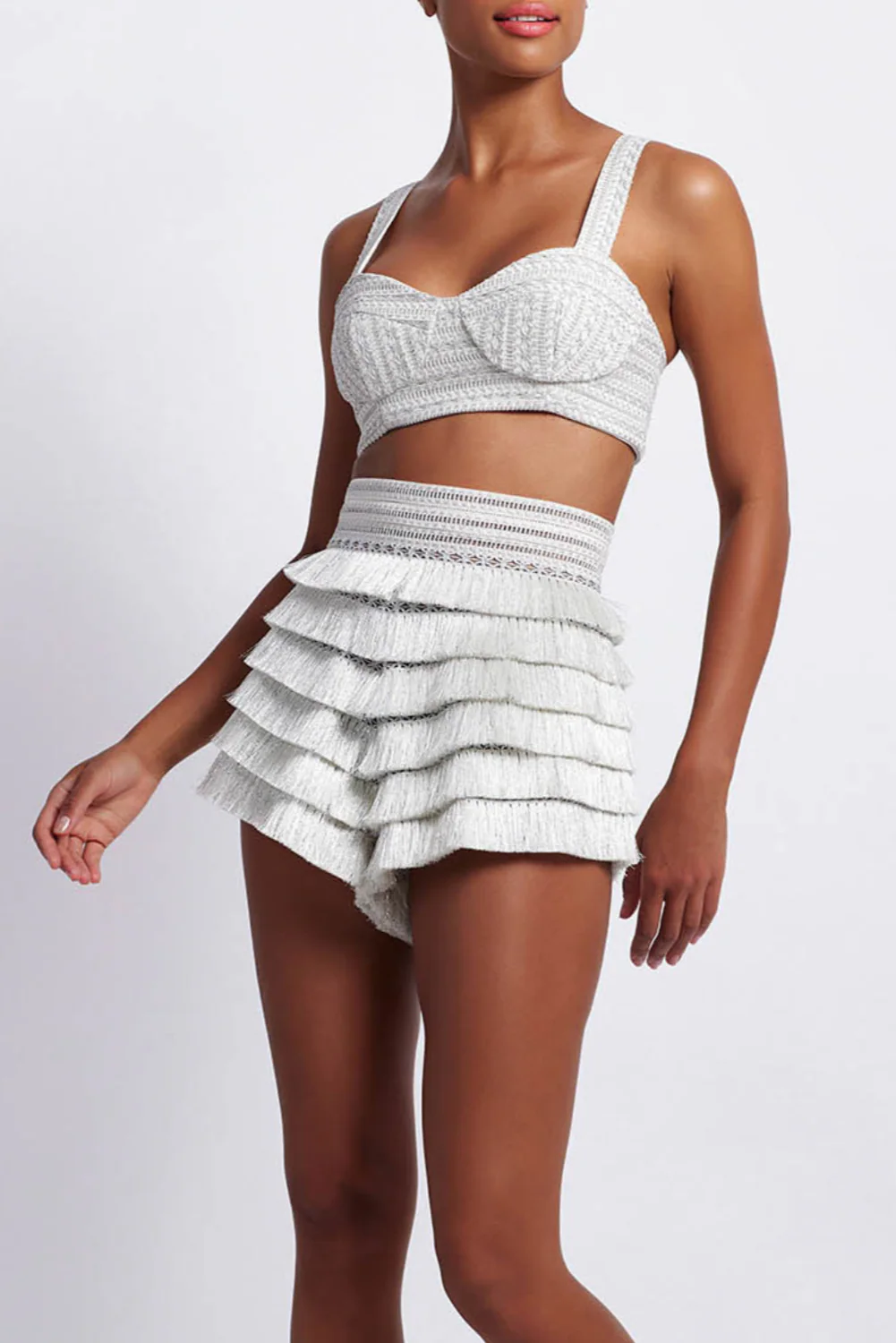 METALLIC WOVEN CROPPED TOP