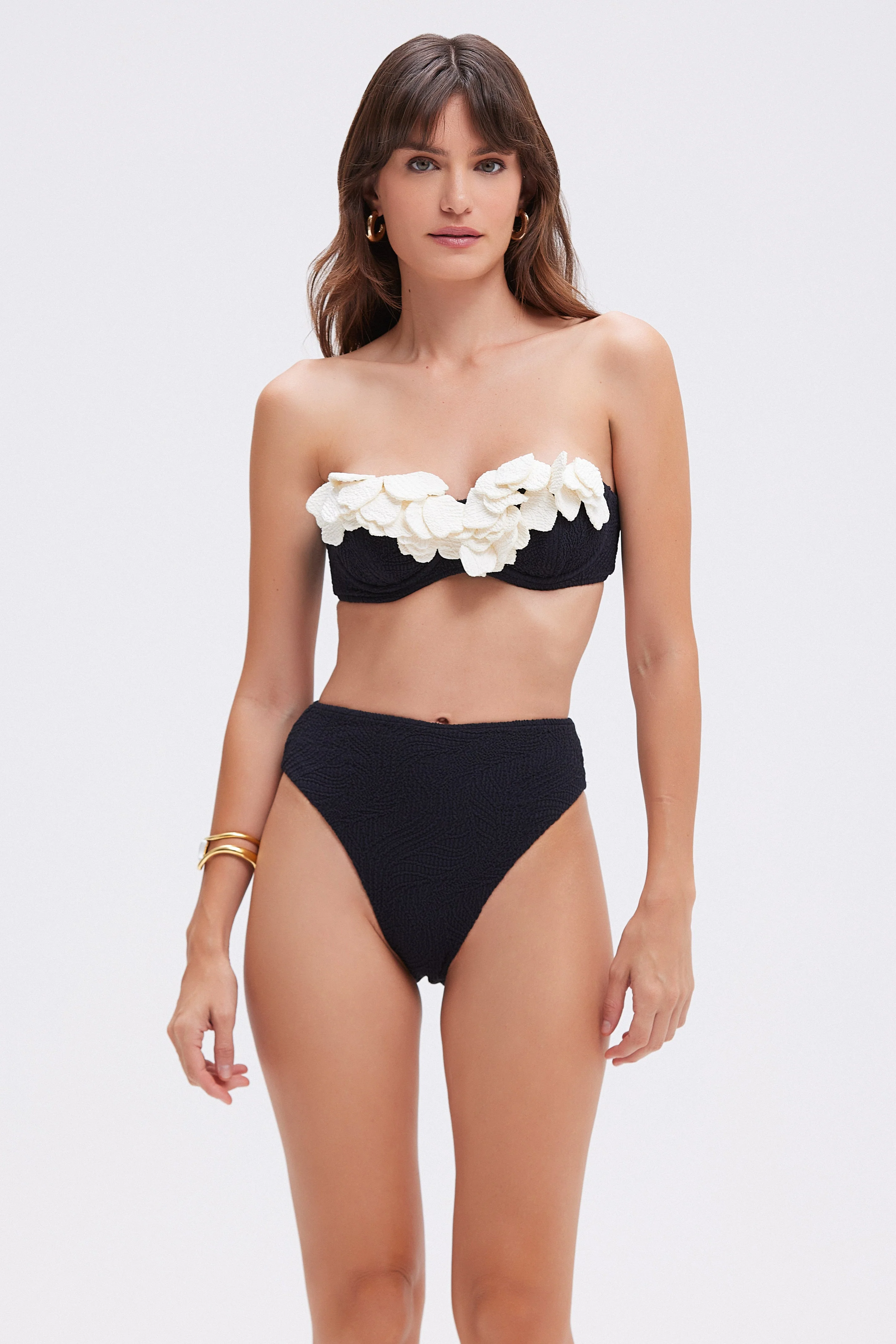 BREEZE JACQUARD HIGH WAIST BIKINI BOTTOM
