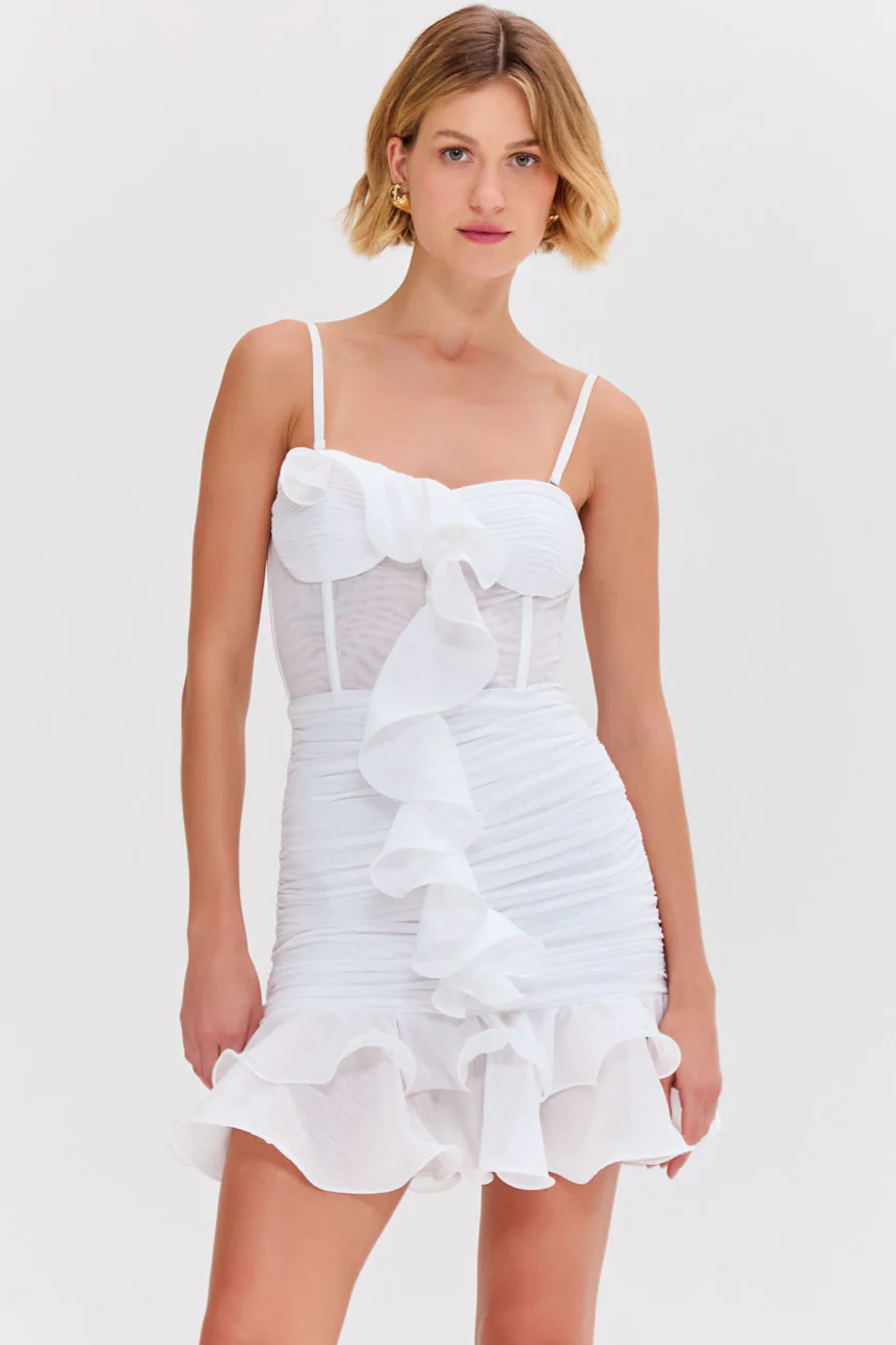 SILK PLISSE STRAPLESS MINI DRESS