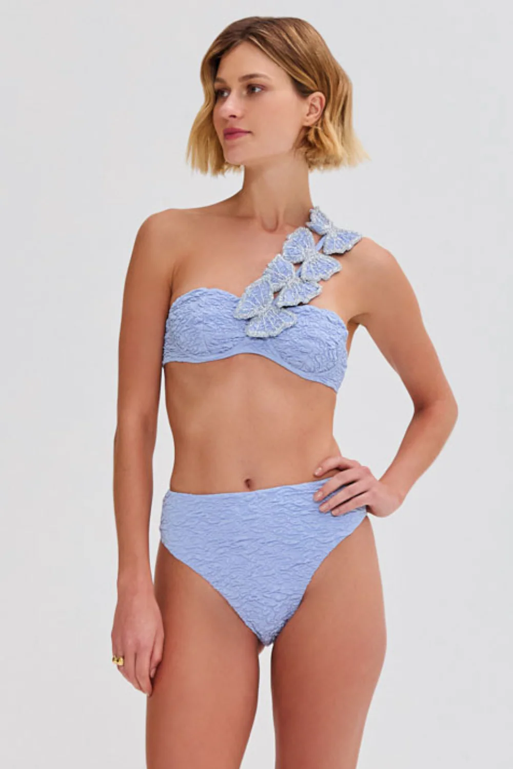 PAPILLON JACQUARD HIGH WAIST BIKINI BOTTOM