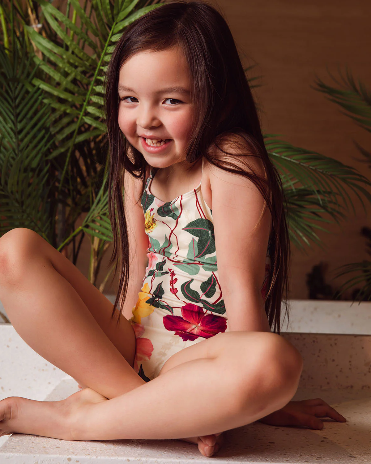 GIRLS HIBISCUS RUFFLE SWIMSUIT (FINAL SALE)