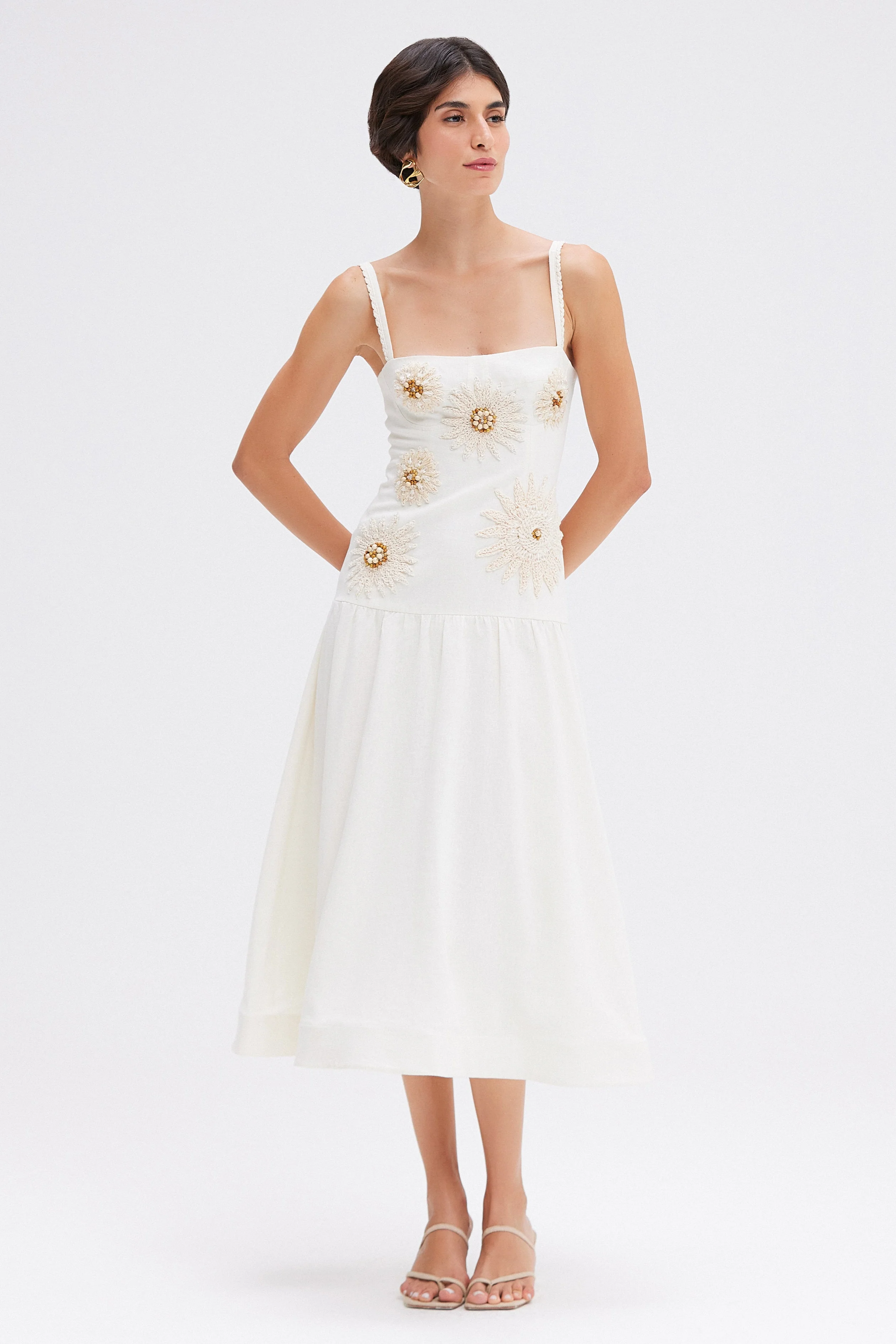 TROPIC LINEN MIDI DRESS