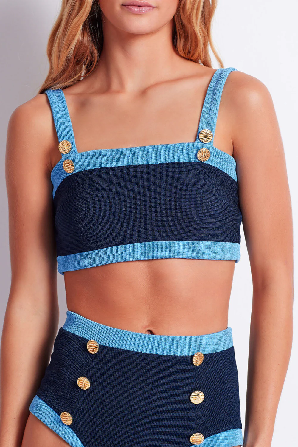 Colorblock Knit Bikini Top