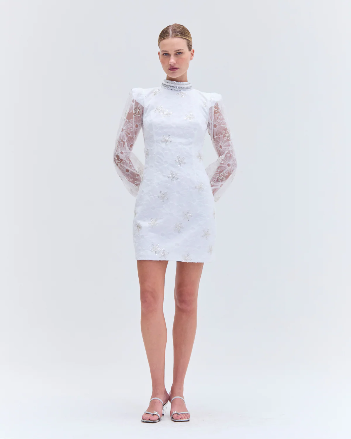 BEADED LACE MINI DRESS