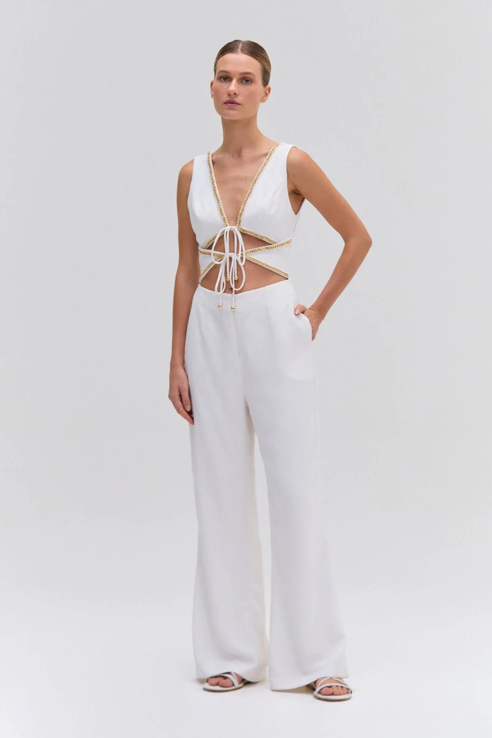 CHAIN EMBELLISHED JUMPSUIT