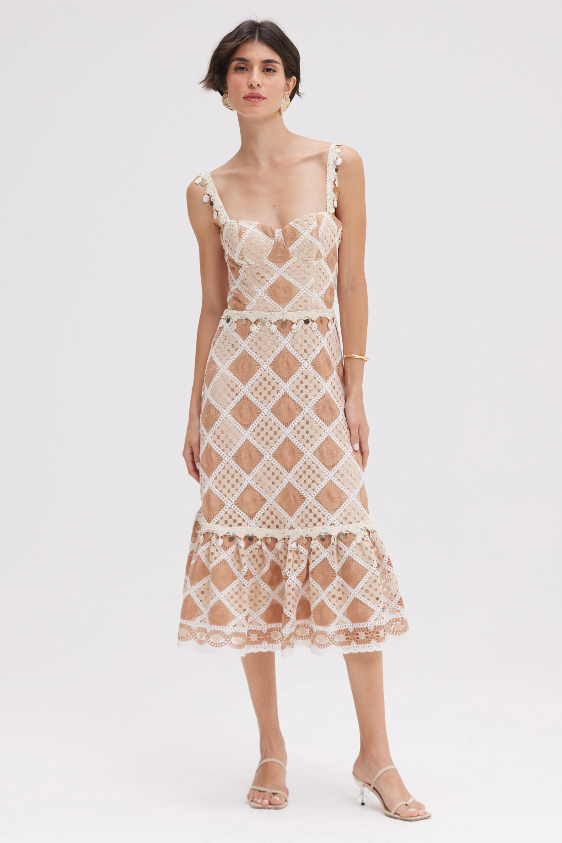 BOSSA CROCHET CORSET MIDI DRESS