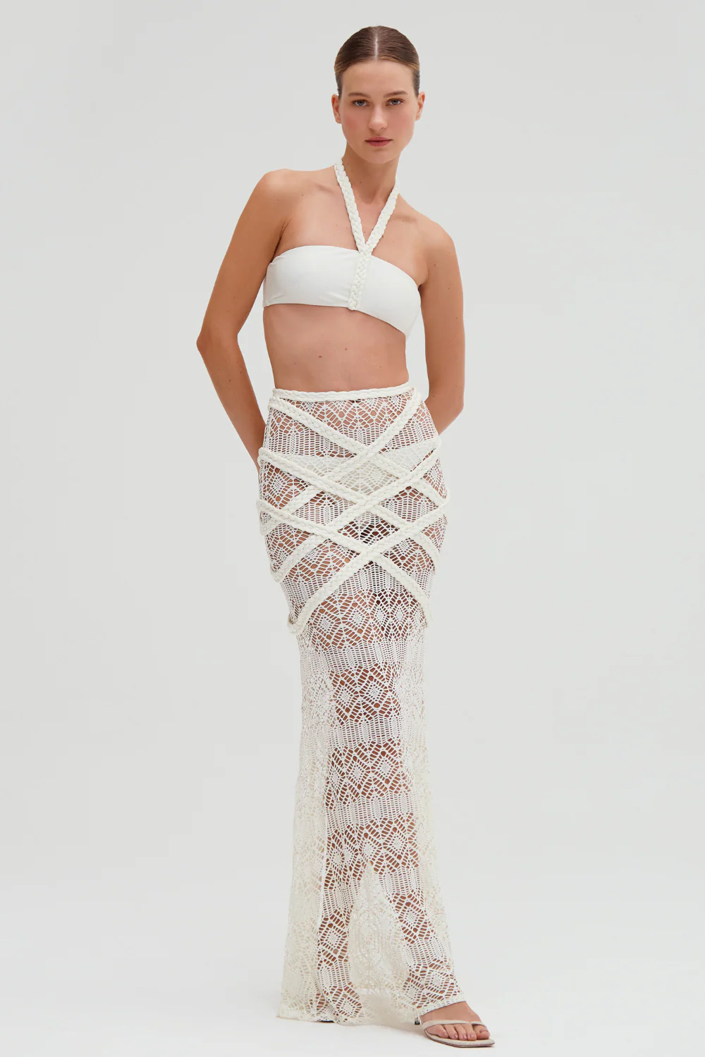 PATBO X CAMILA COELHO PINE LACE BEACH BRAIDED SKIRT